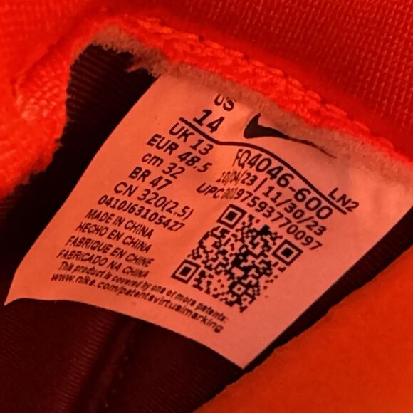 Nike Alpha Menace 4 Elite NRG Red Orange Football Cleats Size 14 FQ4046-600 - Picture 9 of 9